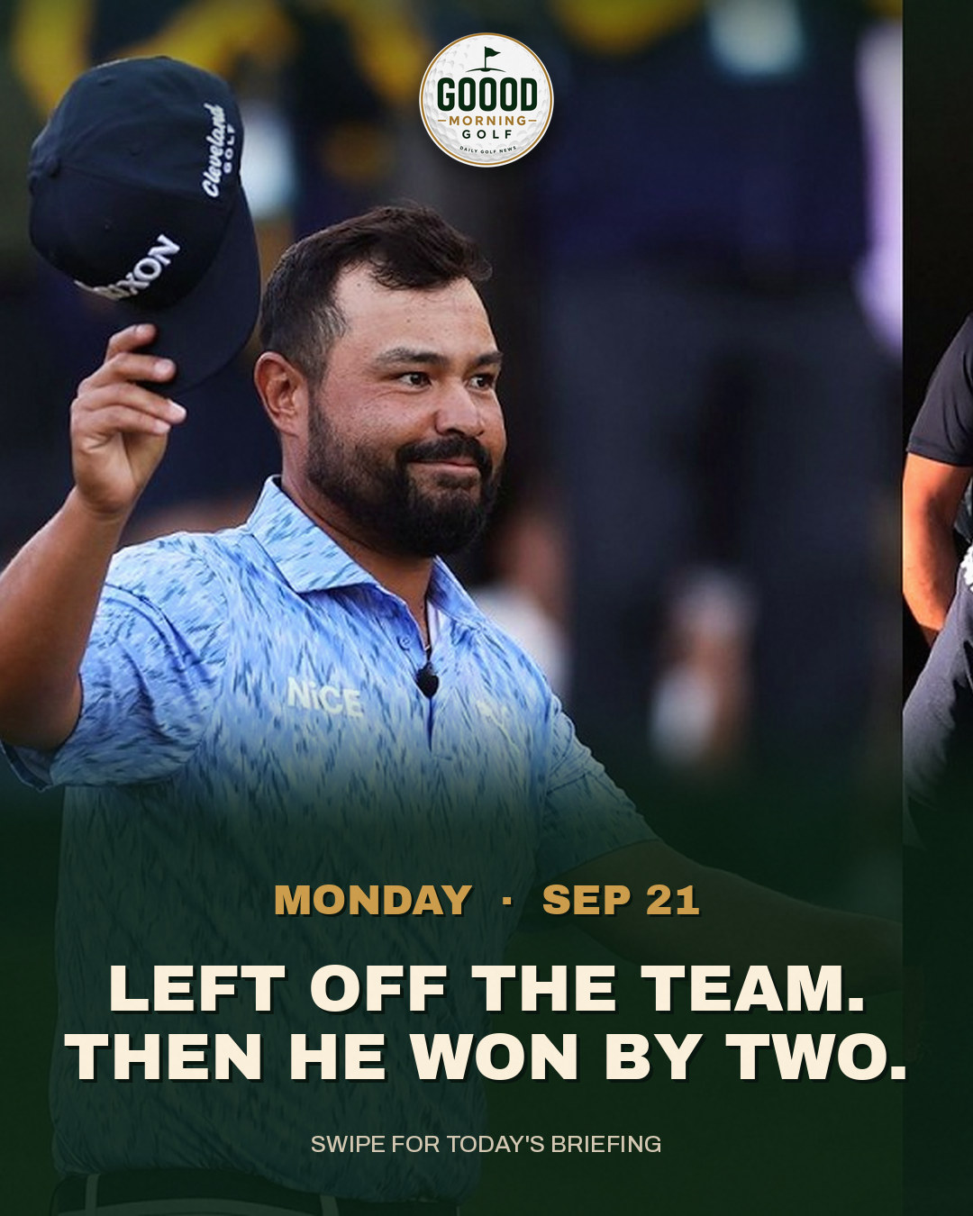 The Instagram cover for this morning: Left off the team. Then he won by two.
