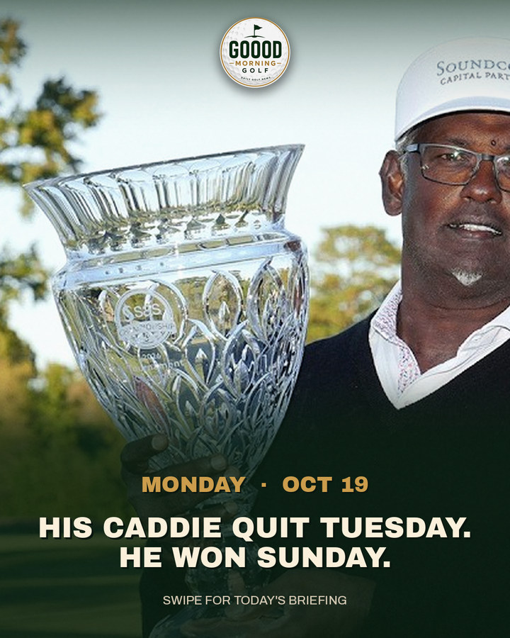 This morning's Instagram cover: His caddie quit Tuesday. He won Sunday.