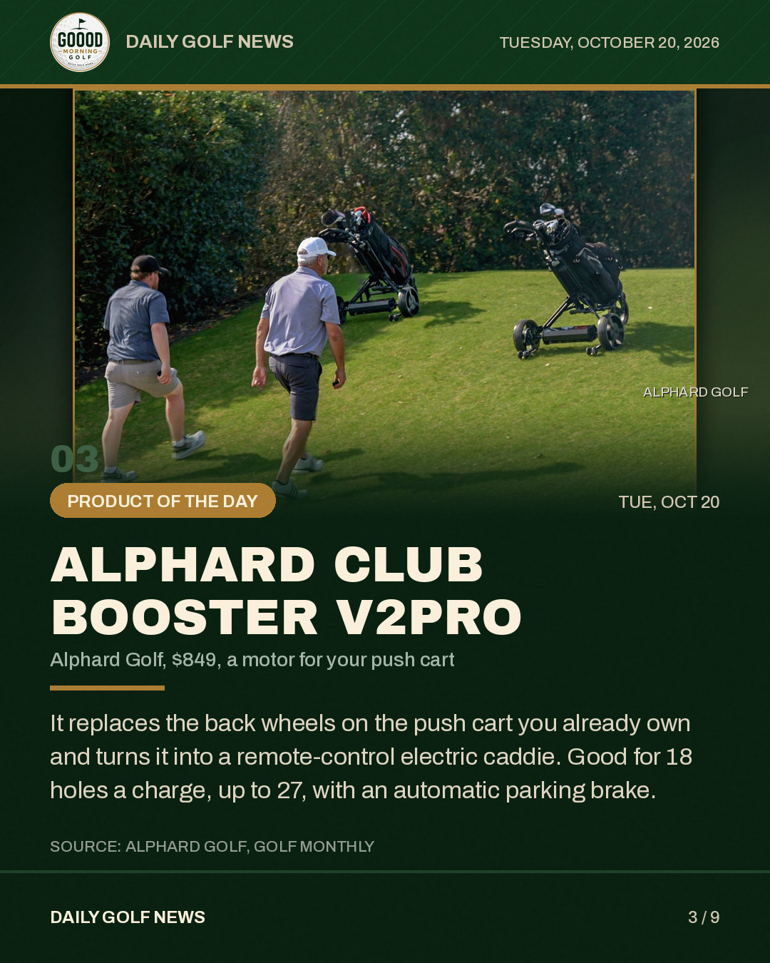Alphard Club Booster V2Pro, the slide from the Instagram post